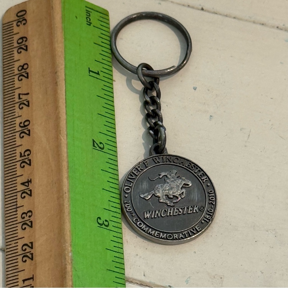 Silver Metal Vtg Winchester Commemorative Keychain